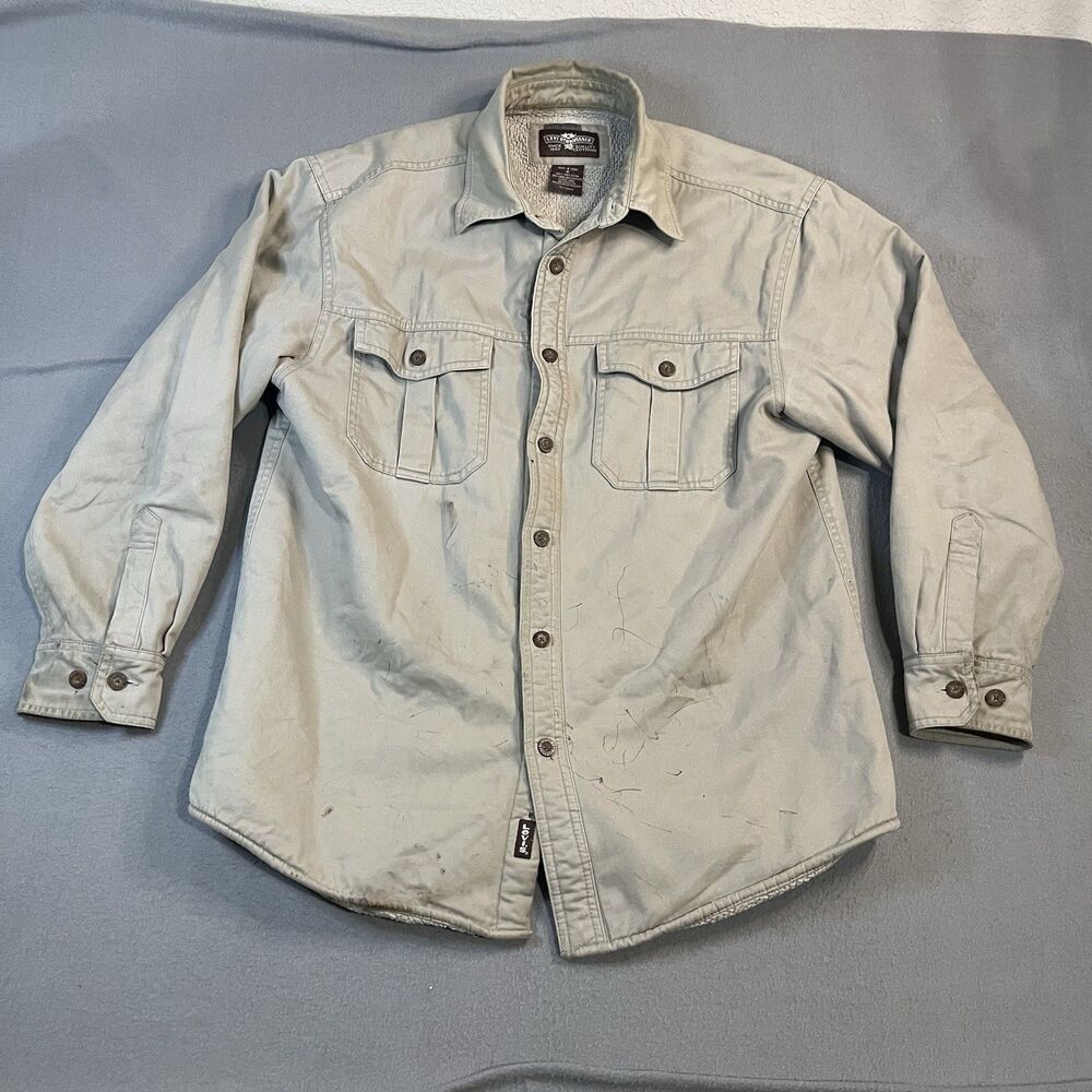 Levi's Jacket Mens Size M Tan Canvas Sherpa Lined Button Workwear Shacket